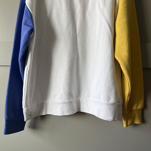 Super Mario Sweatshirt Mens Medium White Red Blue Yellow Nintendo Gamer Crewneck - Picture 7 of 14